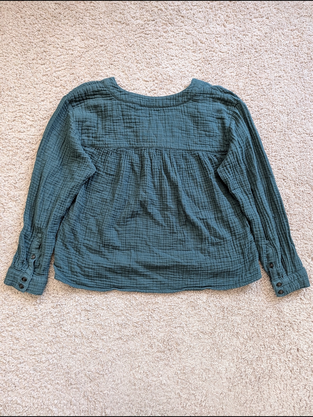 Madewell Womens Slate Green Lightspun Long Sleeve Double Gauze Top Size Large - Picture 9 of 15